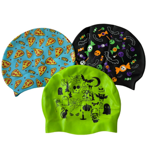 Competitive Swim Team Fun Design Training Swim Caps Set Of 3 Halloween